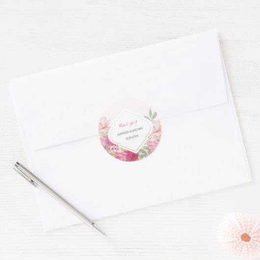 Moderne Waterverf Boho bloemstuk Ronde Sticker (Envelop)