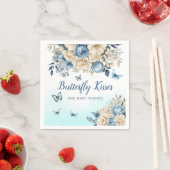 Moderne Waterverf Boho Blue Butterfly baby shower Servet (Insitu)