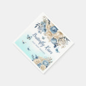 Moderne Waterverf Boho Blue Butterfly baby shower Servet (Hoek)