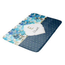 Moderne Waterverf Boho Blue Flural Handbeschilderd Badmat