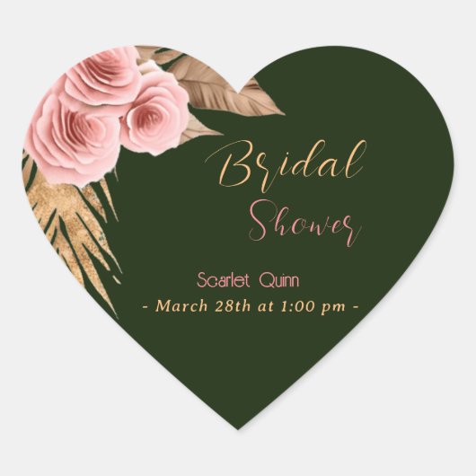 Moderne waterverf boho blush roze roos bos #3 hart sticker (Voorkant)