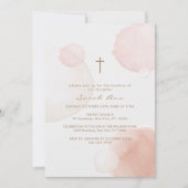 Moderne Waterverf Boho Bubble Gouden Kruis Doop Kaart (Voorkant)