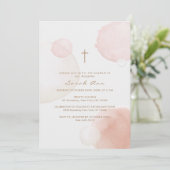 Moderne Waterverf Boho Bubble Gouden Kruis Doop Kaart (Staand voorkant)