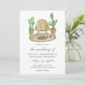 Moderne Waterverf Boho Cactus Bruiloft Kaart (Staand voorkant)