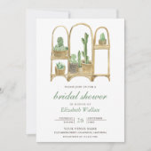 Moderne Waterverf Boho Cactus Bruiloftsborrel Kaart (Voorkant)