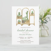 Moderne Waterverf Boho Cactus Bruiloftsborrel Kaart (Staand voorkant)