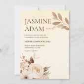 Moderne Waterverf Boho Floral Herfstbruiloft Kaart (Voorkant)