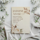 Moderne Waterverf Boho Floral Herfstbruiloft Kaart