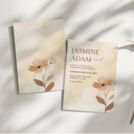 Moderne Waterverf Boho Floral Herfstbruiloft Kaart