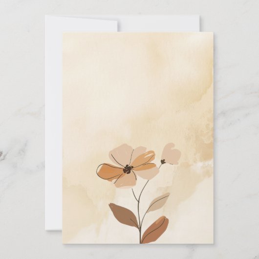 Moderne Waterverf Boho Floral Herfstbruiloft Kaart (Achterkant)