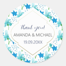 Moderne Waterverf Boho Iris Blauw Abstract Ronde Sticker