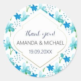 Moderne Waterverf Boho Iris Blauw Abstract Ronde Sticker