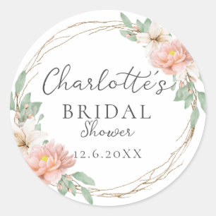 Moderne Waterverf Boho Krans Bruid Ronde Sticker
