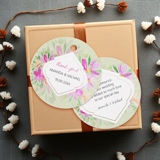 Moderne Waterverf Boho Lila Bloemen Elegant Bedankjes Labels