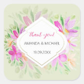 Moderne Waterverf Boho Lila Bloemen Elegant Vierkante Sticker (Voorkant)