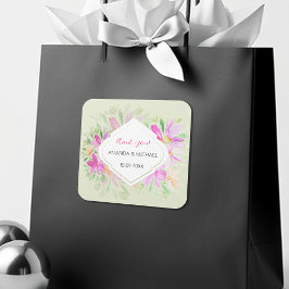 Moderne Waterverf Boho Lila Bloemen Elegant Vierkante Sticker