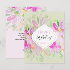 Moderne Waterverf Boho Lila Bloemen Kaart