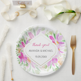 Moderne Waterverf Boho Lila Bloemen Papieren Bordje