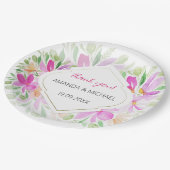 Moderne Waterverf Boho Lila Bloemen Papieren Bordje (Gekanteld)