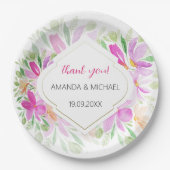 Moderne Waterverf Boho Lila Bloemen Papieren Bordje (Voorkant)