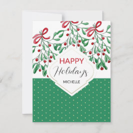 Moderne Waterverf Boho Maretak Kerst Kaart