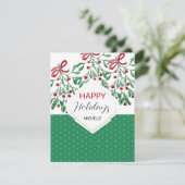 Moderne Waterverf Boho Mistletoe Kerst Kaart (Staand voorkant)