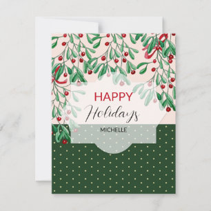 Moderne Waterverf Boho Mistletoe Kerst Kaart