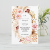 Moderne Waterverf Boho Pampas Flowers Wedding Kaart (Staand voorkant)
