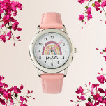 Moderne Waterverf Boho Rainbow Custom Meisjes Scha Horloge<br><div class="desc">De moderne Waterverf Boho Rainbow Watch is het perfecte cadeau voor het fantasierijke, mode-forward meisje in je leven. Of ze zich nu aankleedt voor een speciale gelegenheid of gewoon aankleedt, dit horloge voegt een levendige, grillige touch toe aan elke outfit. Geef haar de vrijheid om haar unieke gevoel voor stijl...</div>