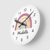 Moderne Waterverf Boho Rainbow Custom Meisjes Scha Ronde Klok (Hoek)