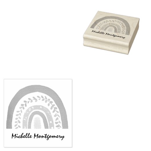 Moderne Waterverf Boho Rainbow Custom Meisjes Scha Rubberstempel (Gestempeld)