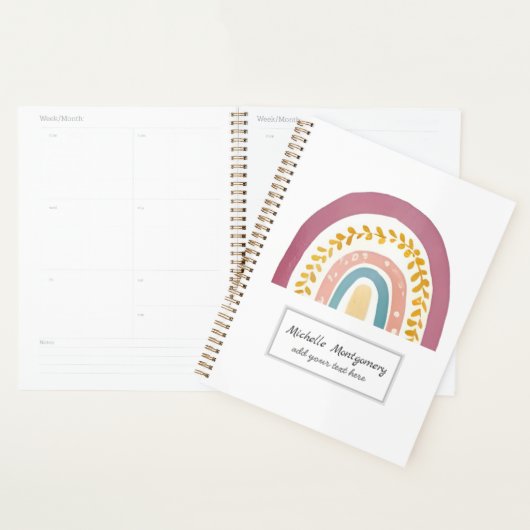 Moderne Waterverf Boho Rainbow Custom Planner (Display)