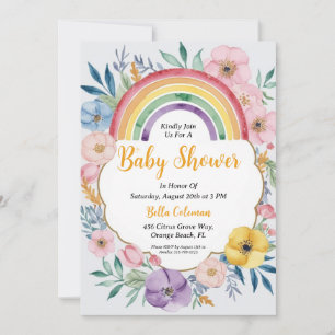 Moderne Waterverf Boho Regenboog Baby shower Kaart