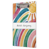 Moderne Waterverf Boho Regenboog en Sunshine Custo Klembord (Links)