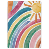 Moderne Waterverf Boho Regenboog en Sunshine Custo Klembord (Achterkant)
