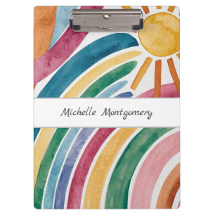 Moderne Waterverf Boho Regenboog en Sunshine Custo Klembord