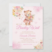 Moderne Waterverf Boho Teddy Bear Meisje Baby show Kaart (Voorkant)