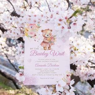 Moderne Waterverf Boho Teddy Bear Meisje Baby show Kaart