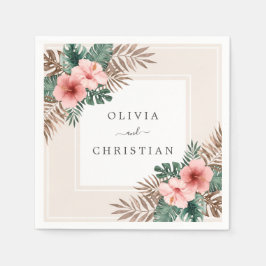 Moderne Waterverf Boho Tropische Bloemenbruiloft Servet