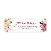 Moderne waterverf Boho-veren Stam bloemen Etiket (Voorkant)