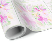 Moderne Waterverf Boho Violet Floral Elegant Cadeaupapier (Rol Hoek)