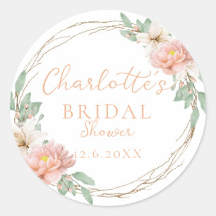 Moderne Waterverf Boho Wreath Bridal Ronde Sticker