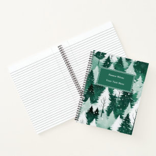 Moderne Waterverf Bomen Sneeuw Scene Kerstmis Notitieboek