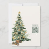 Moderne Waterverf Boom QR Code Kerstfeest Feestdagenkaart (Achterkant)