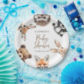 Moderne Waterverf Bos Dieren Baby Papieren Bordje (Feest)