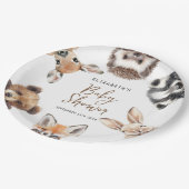 Moderne Waterverf Bos Dieren Baby Papieren Bordje (Gekanteld)