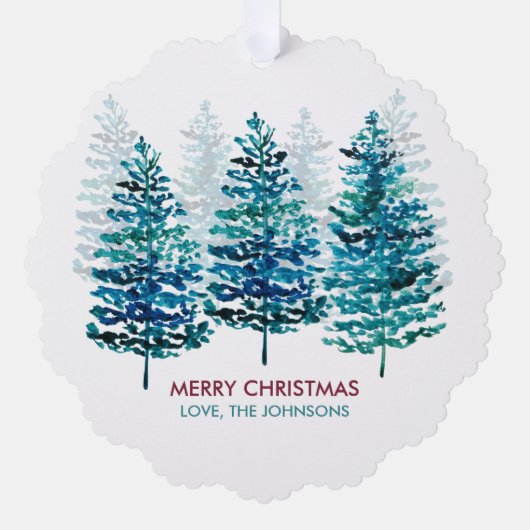 Moderne Waterverf Bosbomen Papier Ornament Kaart (Voorkant)
