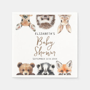 Moderne Waterverf Bosdieren Baby Shower Servet