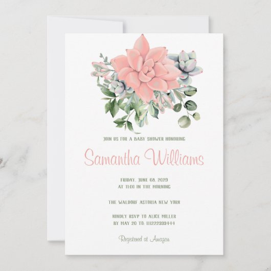 Moderne Waterverf botanisch groen koraal Kaart (Voorkant)