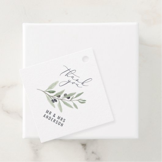 Moderne waterverf botanische bruiloft voor olijfbo bedankjes labels (In situ)